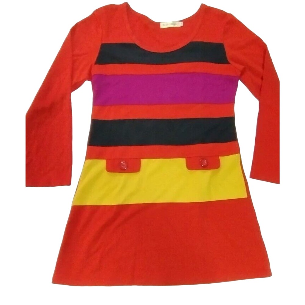 Moon River Womens Size Small Retro Dress Orange Yellow Scoop Neck Dress